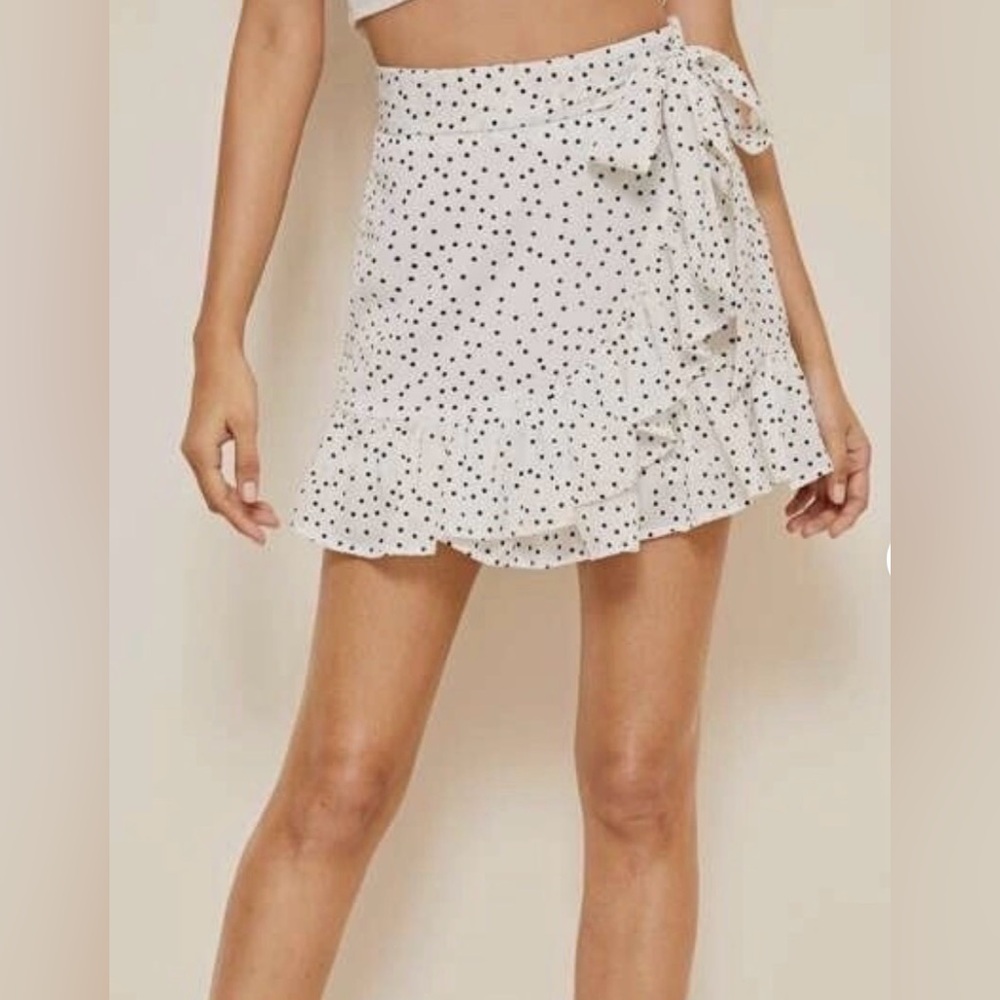 Polly - White Polka Dot Ruffle Skirt